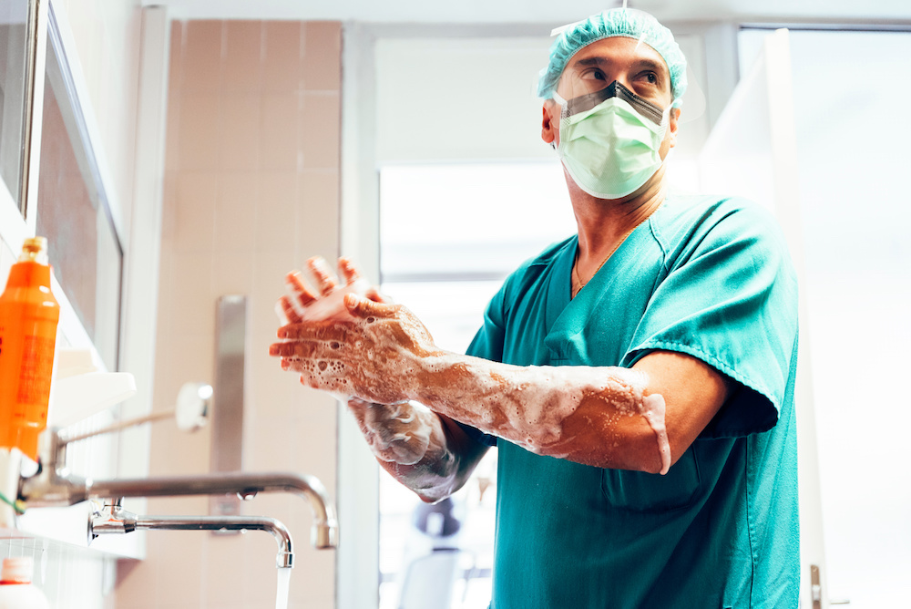 Doctor Washing Hands Before Operating.